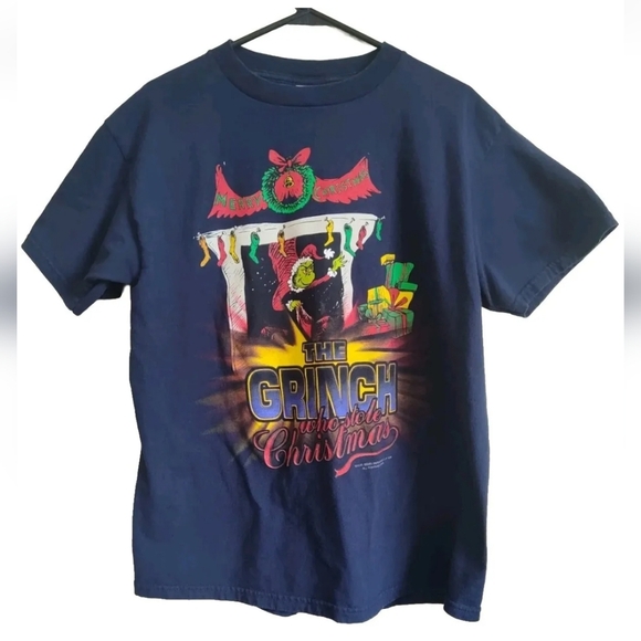 Vintage The Grinch Who Stole Christmas Shirt Tultex Dr Suess Adult Large - Picture 1 of 8